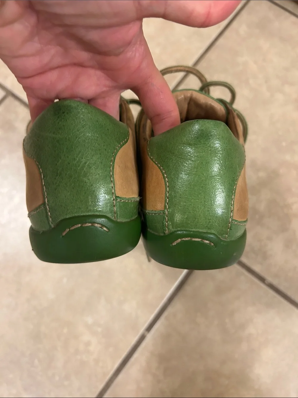 Born  Hawkeye Green/Tan Leather Lace-Up Sneakers